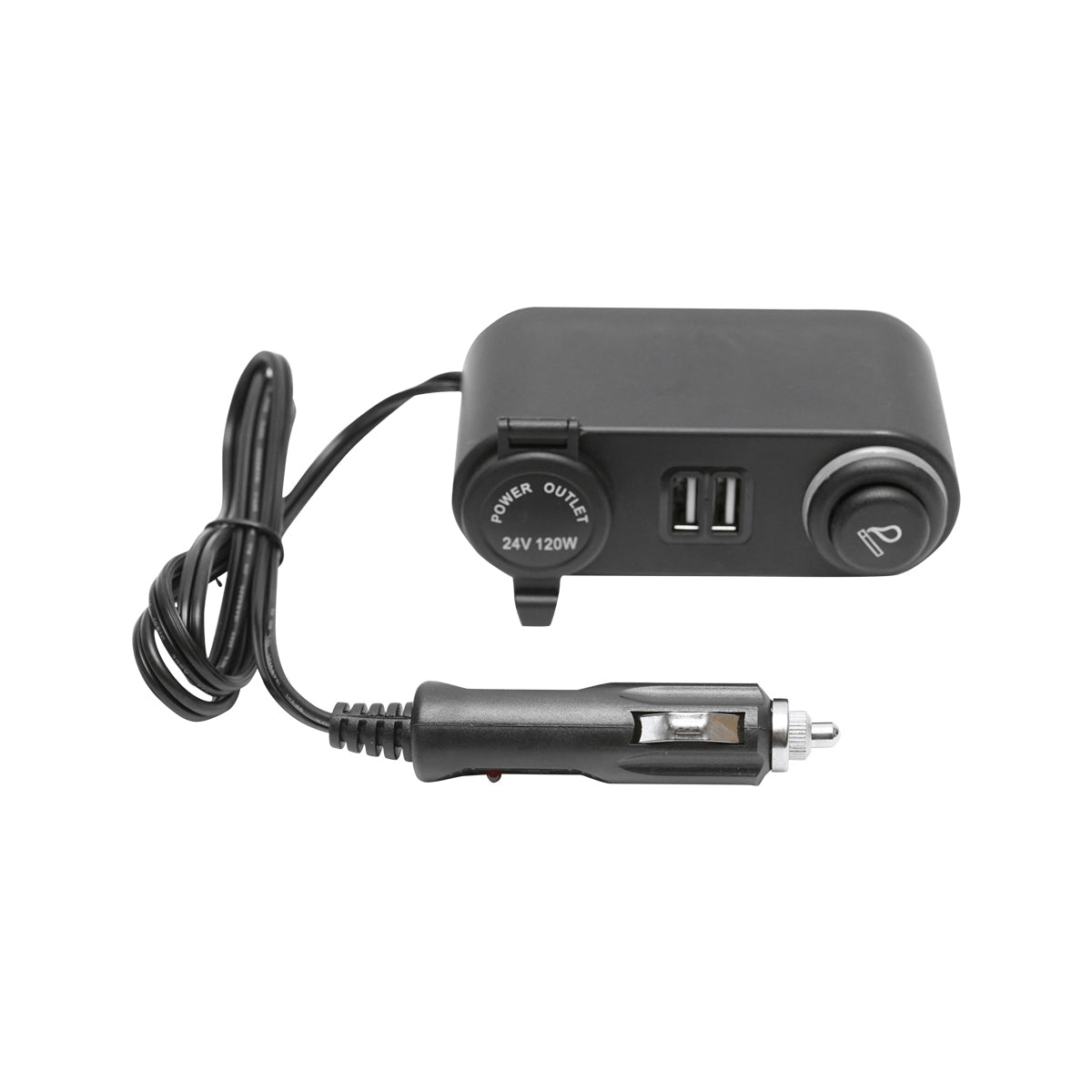 Car power extension with 24V socket, cigarette lighter, and 2xUSB